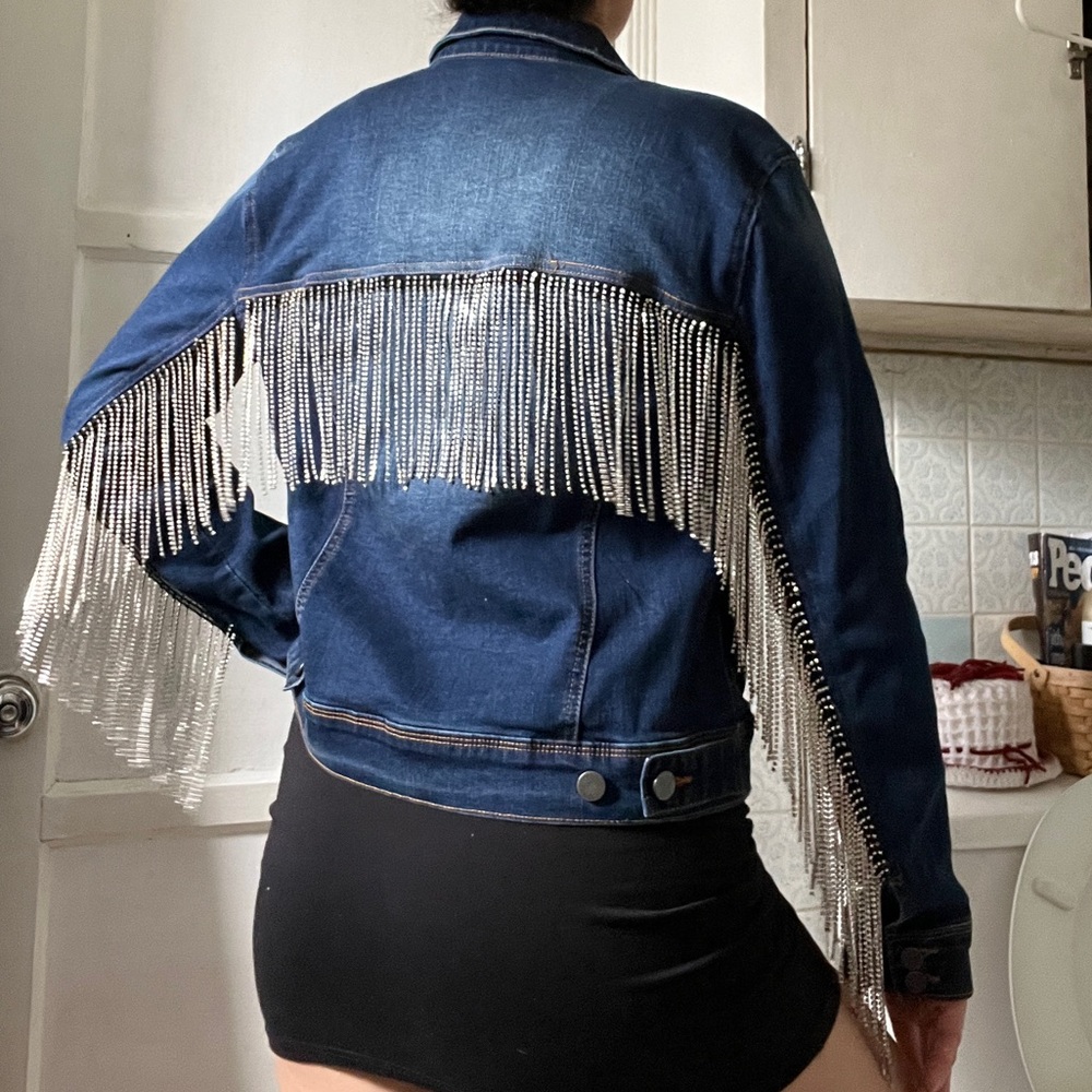 Coachella Rhinestone Fringe denim jacket
